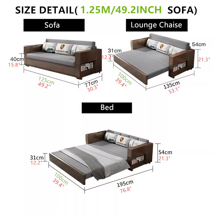 Convertible Sofa Bed and Lounge Chaise Set with Underneath Storage - Image 4
