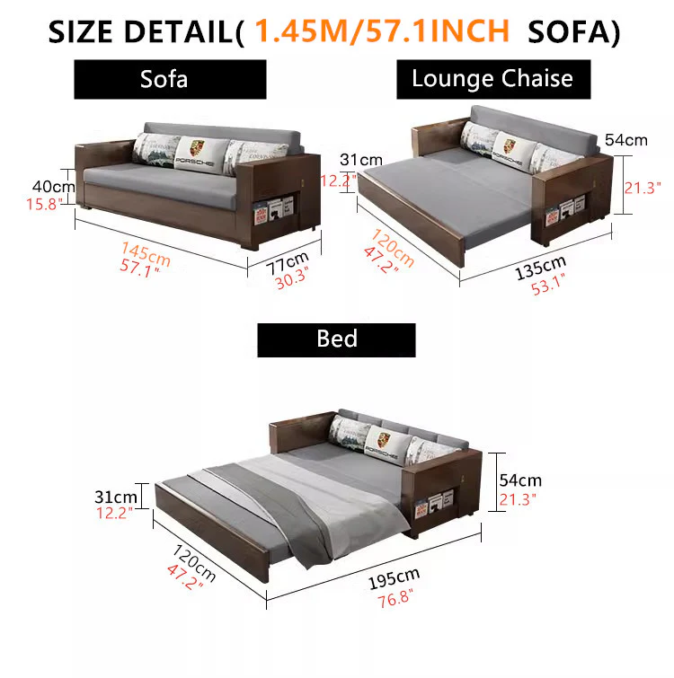 Convertible Sofa Bed and Lounge Chaise Set with Underneath Storage - Image 5