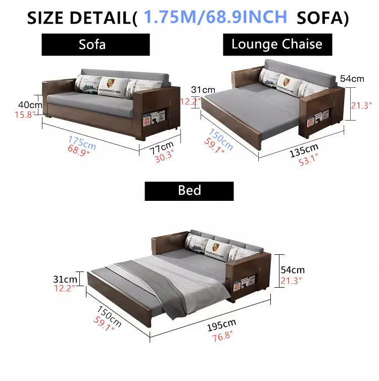 Convertible Sofa Bed and Lounge Chaise Set with Underneath Storage - Image 6