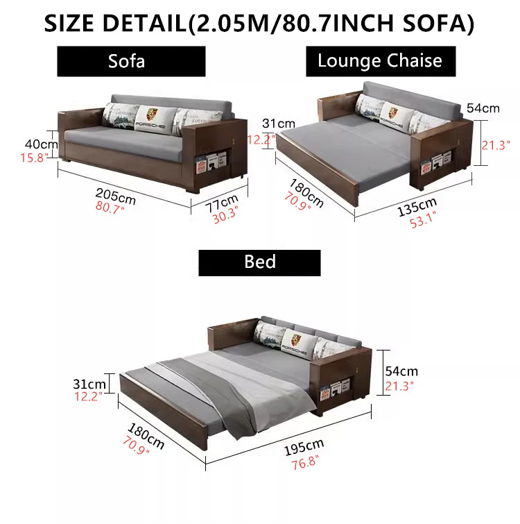Convertible Sofa Bed and Lounge Chaise Set with Underneath Storage - Image 7
