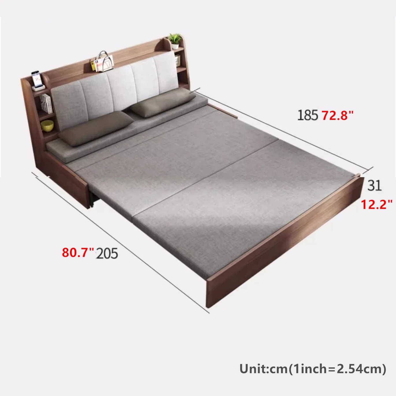 Convertible Sofa Bed with Backrest Storage Rack - Image 11