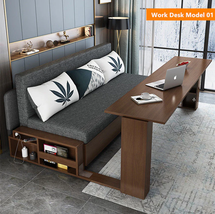Space Saving Multifunction Sofa Bed With Foldable Work Desk - Image 12