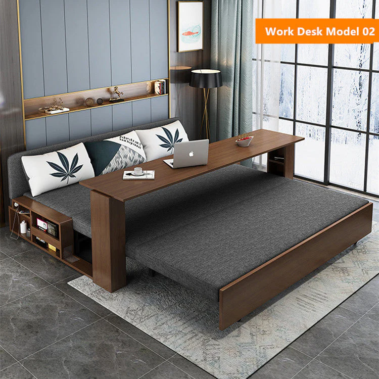 Space Saving Multifunction Sofa Bed With Foldable Work Desk - Image 13