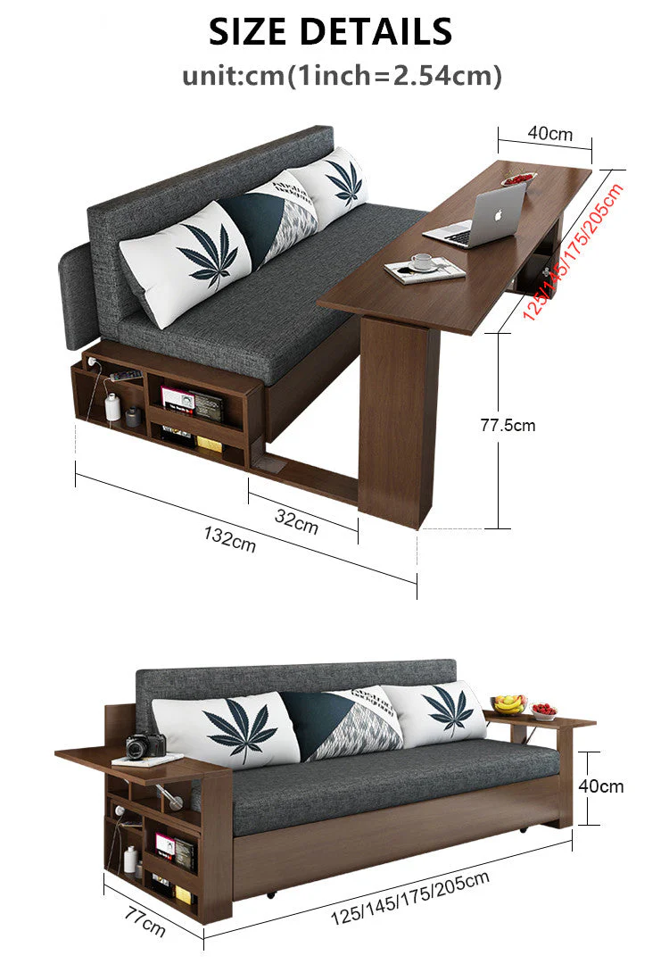 Space Saving Multifunction Sofa Bed With Foldable Work Desk - Image 14