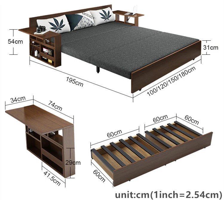 Space Saving Multifunction Sofa Bed With Foldable Work Desk - Image 15