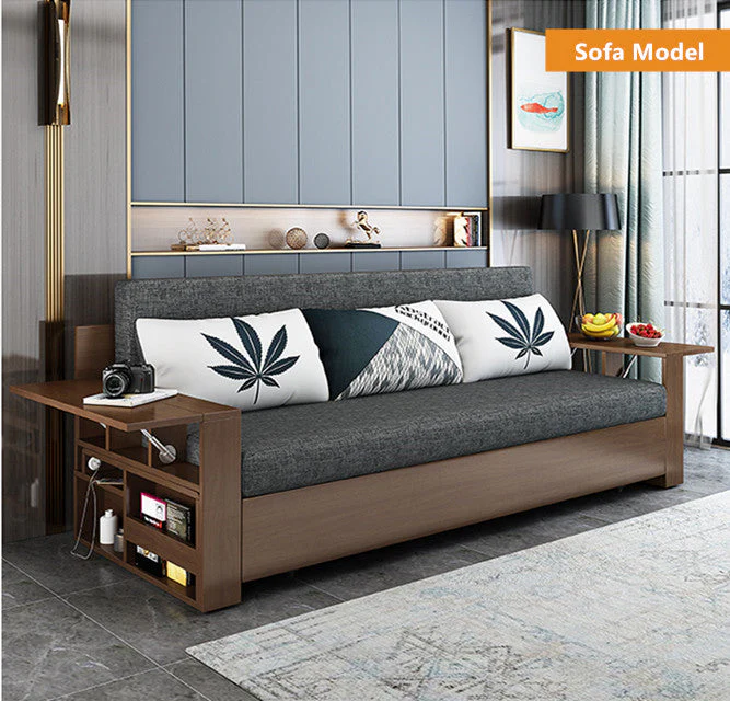 Space Saving Multifunction Sofa Bed With Foldable Work Desk - Image 9