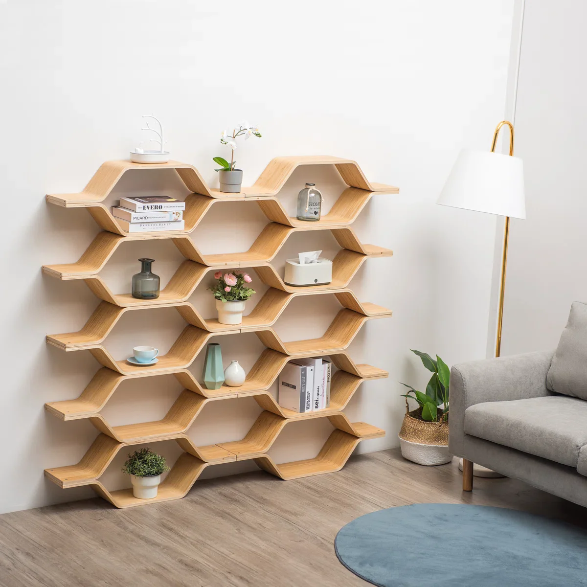 DIY Honeycomb Hexagon Birch Wood Storage Shelves - Image 4