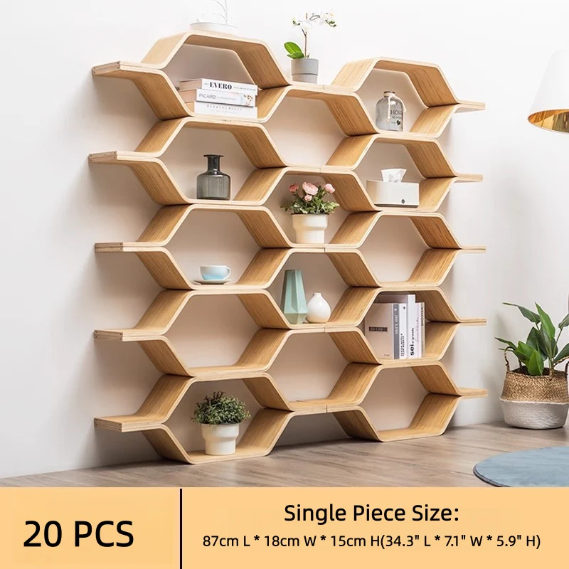 DIY Honeycomb Hexagon Birch Wood Storage Shelves - Image 7