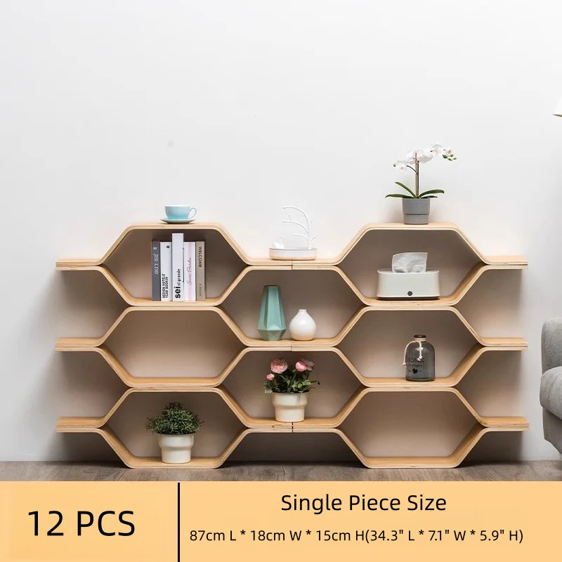 DIY Honeycomb Hexagon Birch Wood Storage Shelves - Image 9