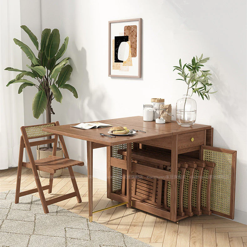 Double Drop Leaf Dining Table With 4 Foldable Chairs - Image 10