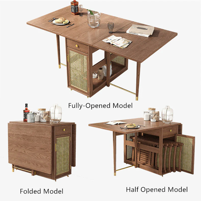 Double Drop Leaf Dining Table With 4 Foldable Chairs - Image 12