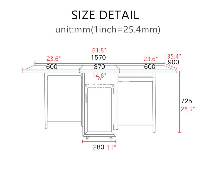 Double Drop Leaf Dining Table With 4 Foldable Chairs - Image 5
