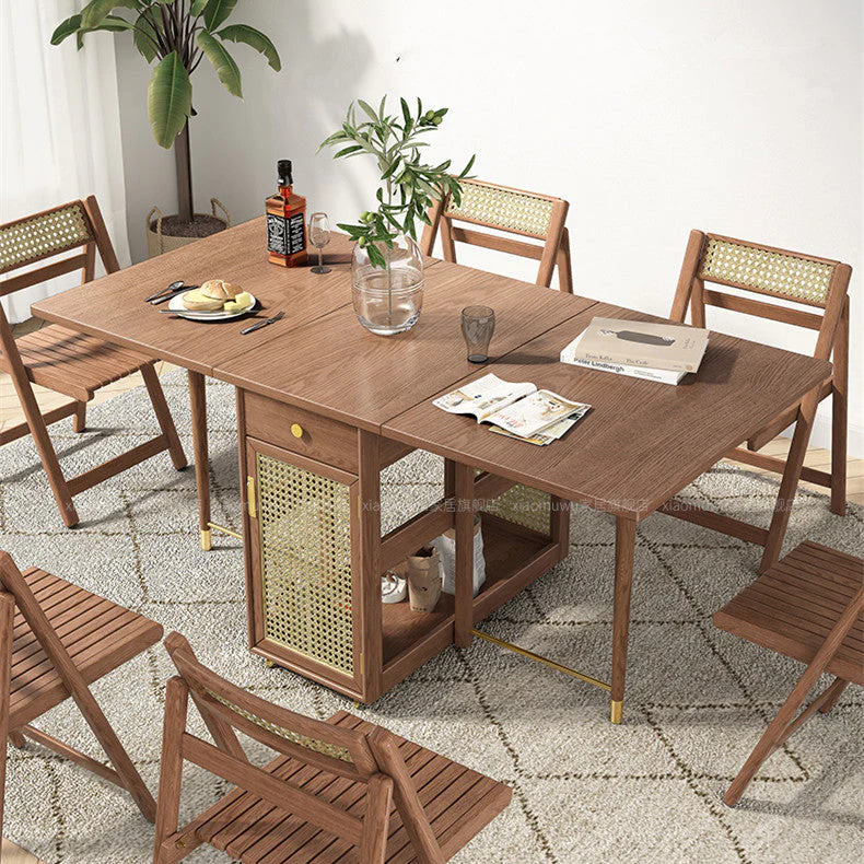 Double Drop Leaf Dining Table With 4 Foldable Chairs - Image 9