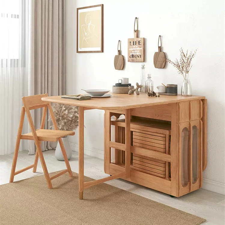 Double Drop Leaf Dining Table with Pegboard Hutch Cabinet - Image 3