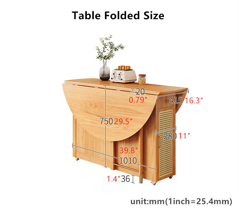 Double Drop Leaf Round Table with 4 Folding Chairs - Image 11