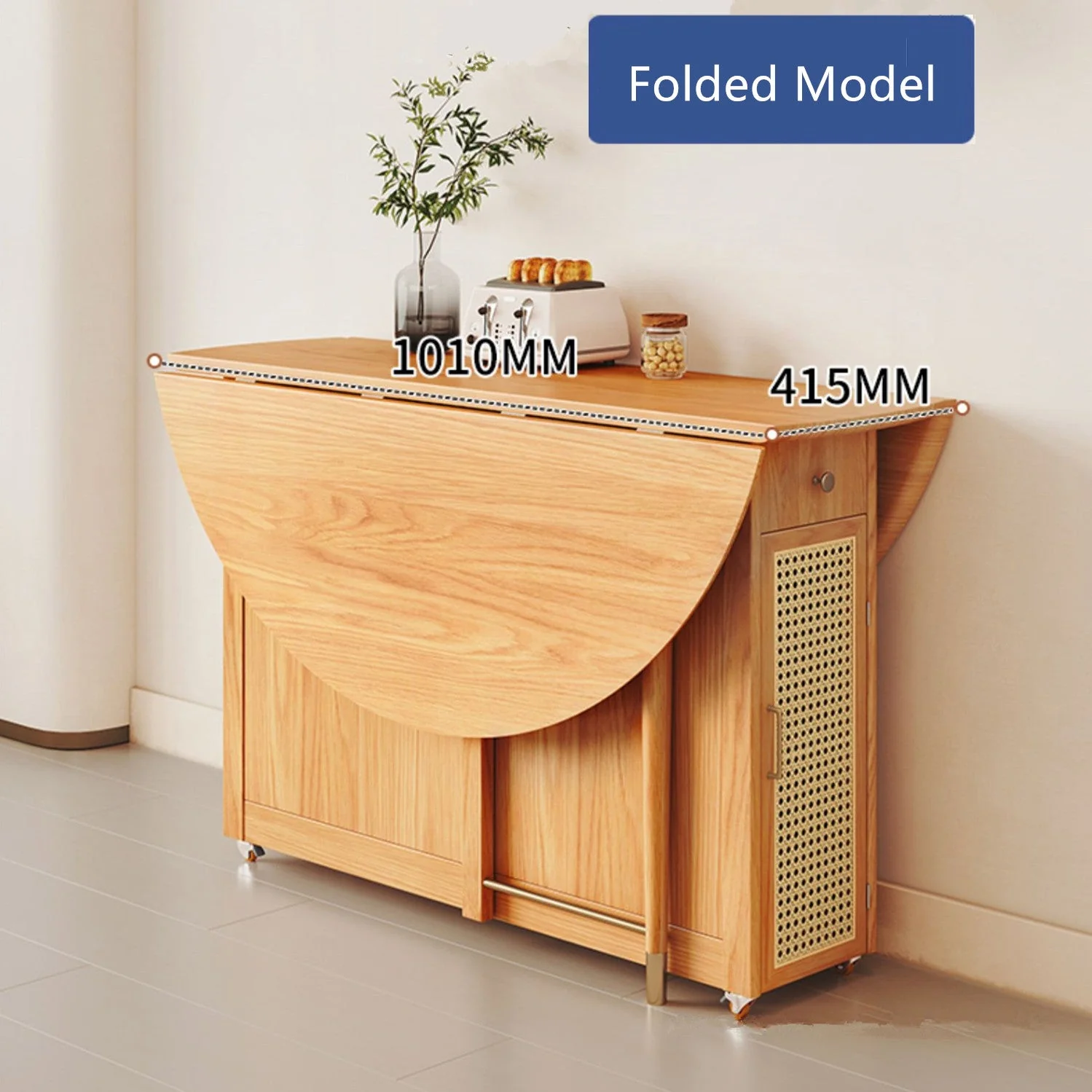Double Drop Leaf Round Table with 4 Folding Chairs - Image 2