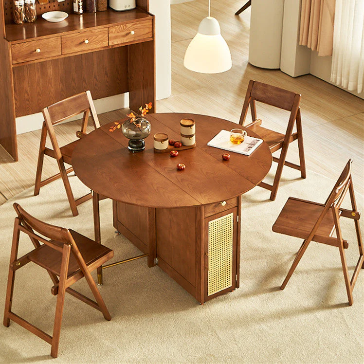 Double Drop Leaf Round Table with 4 Folding Chairs - Image 8