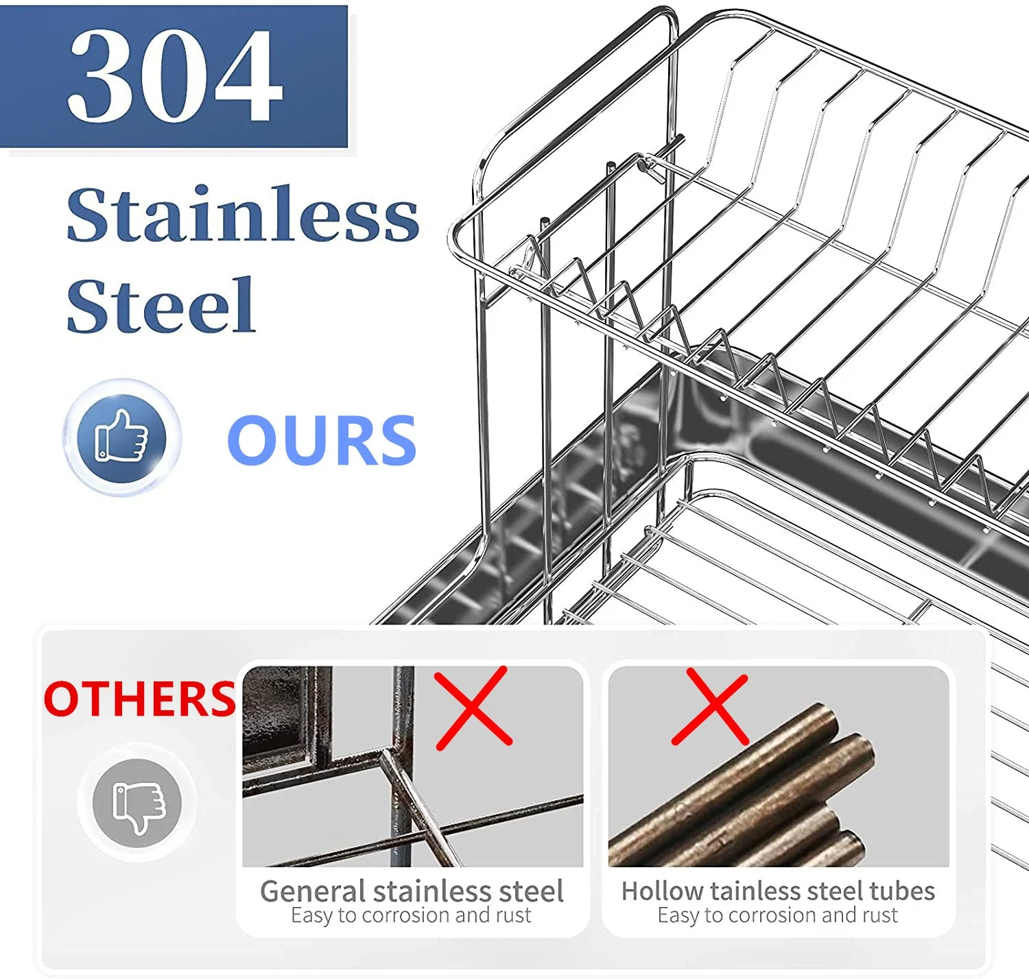 Double Layer Stainless Steel Dish Drying Rack - Image 3