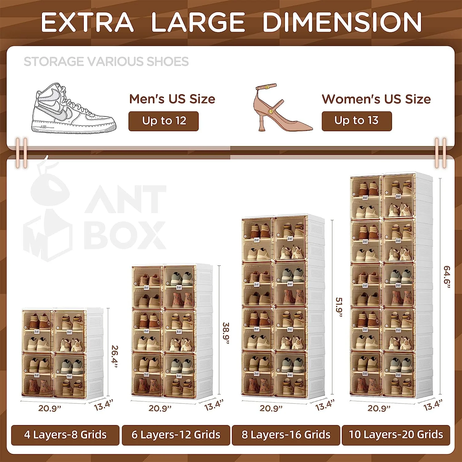Easy Assembly Portable and Foldable Shoe Organizer Storage Box with Magnetic Clear Door - Image 5