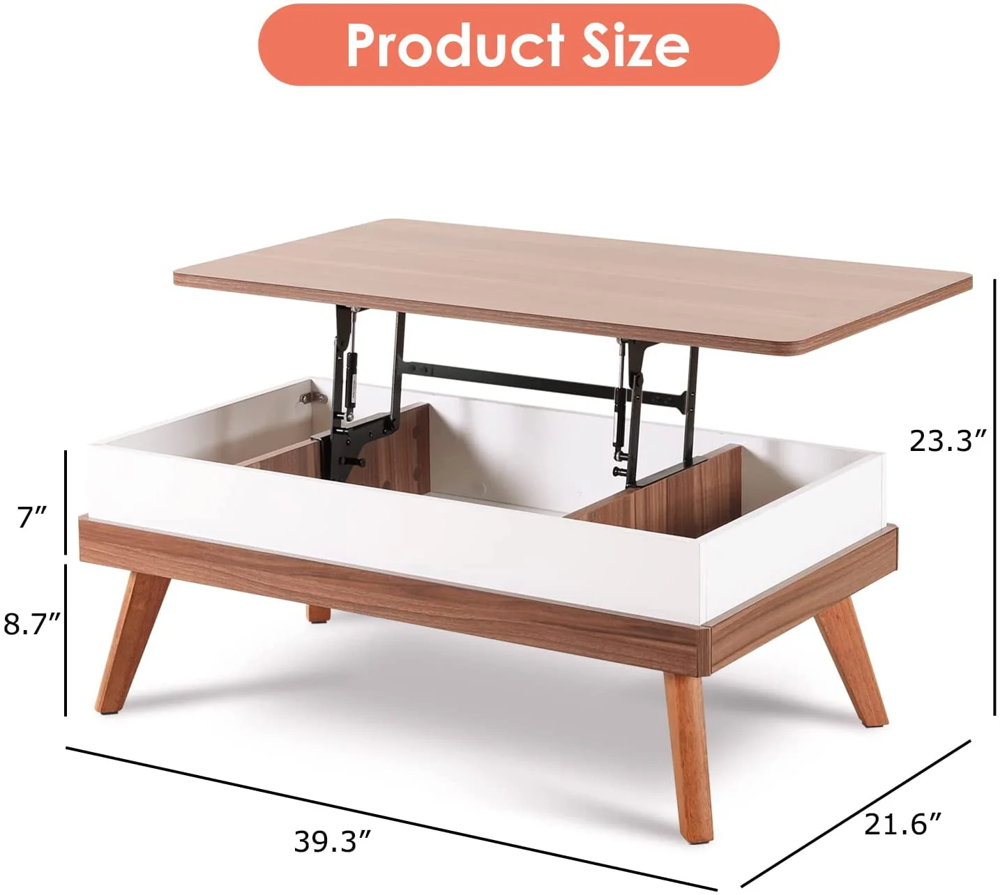 Easy-to-Assembly Lift Top Coffee Table with Hidden Storage Compartment - Image 6