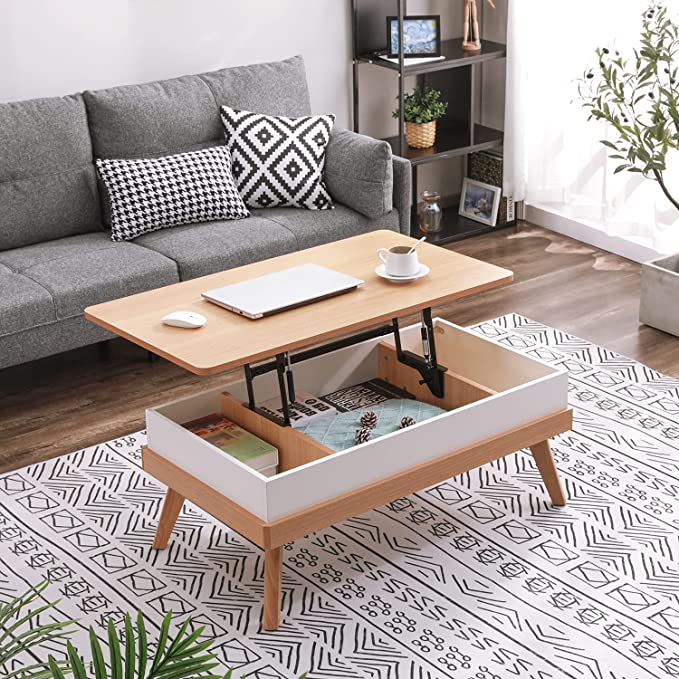 Easy-to-Assembly Lift Top Coffee Table with Hidden Storage Compartment - Image 7