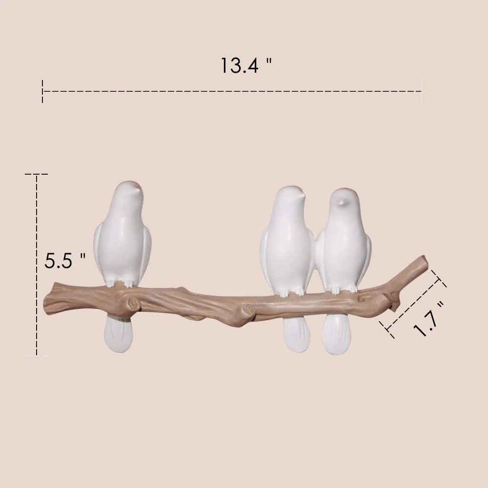 Birds On Tree Branch Decor Wall Mounted Coat Rack with Hooks - Image 9