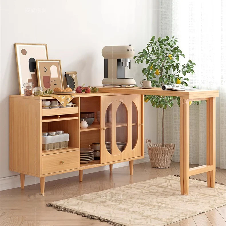 Expandable and Foldable Dining Table with Sideboard Cabinet - Image 11