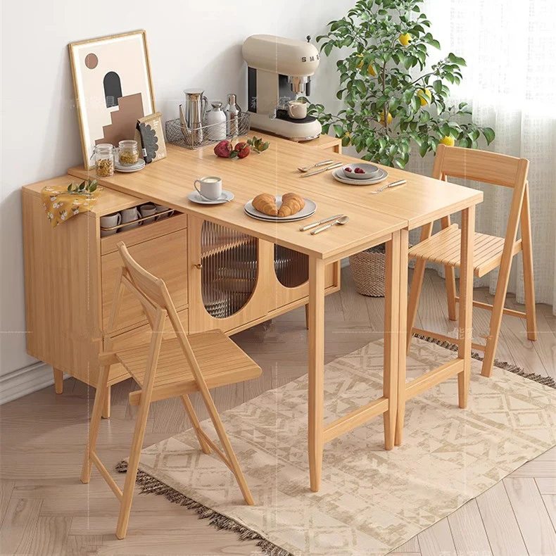 Expandable and Foldable Dining Table with Sideboard Cabinet - Image 12