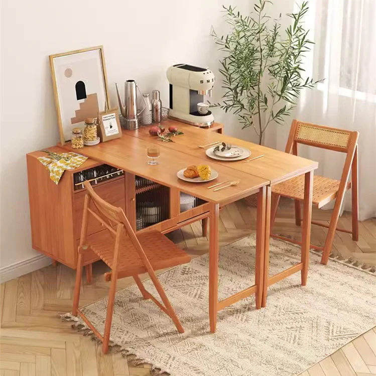 Expandable and Foldable Dining Table with Sideboard Cabinet - Image 16
