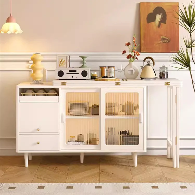 Expandable and Foldable Dining Table with Sideboard Cabinet - Image 3