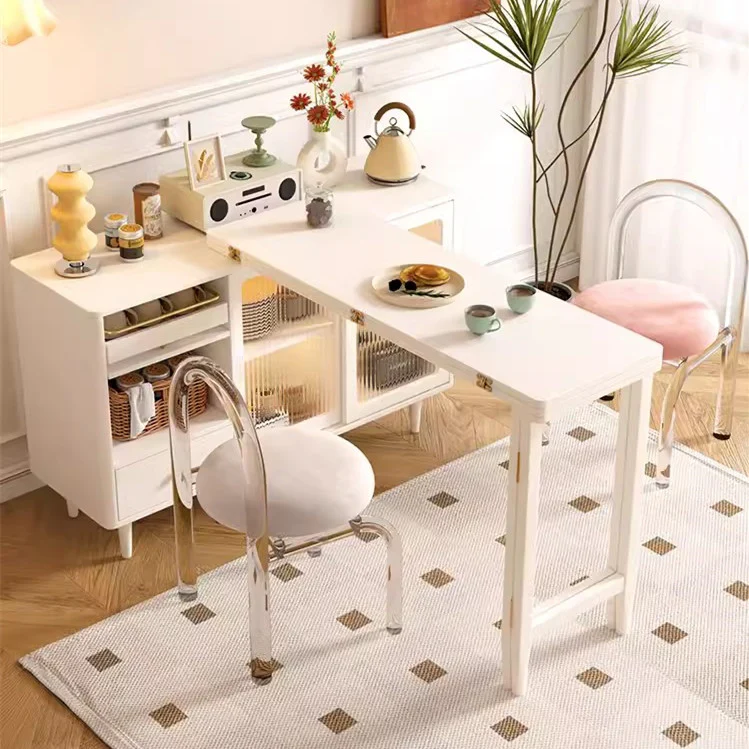 Expandable and Foldable Dining Table with Sideboard Cabinet - Image 4