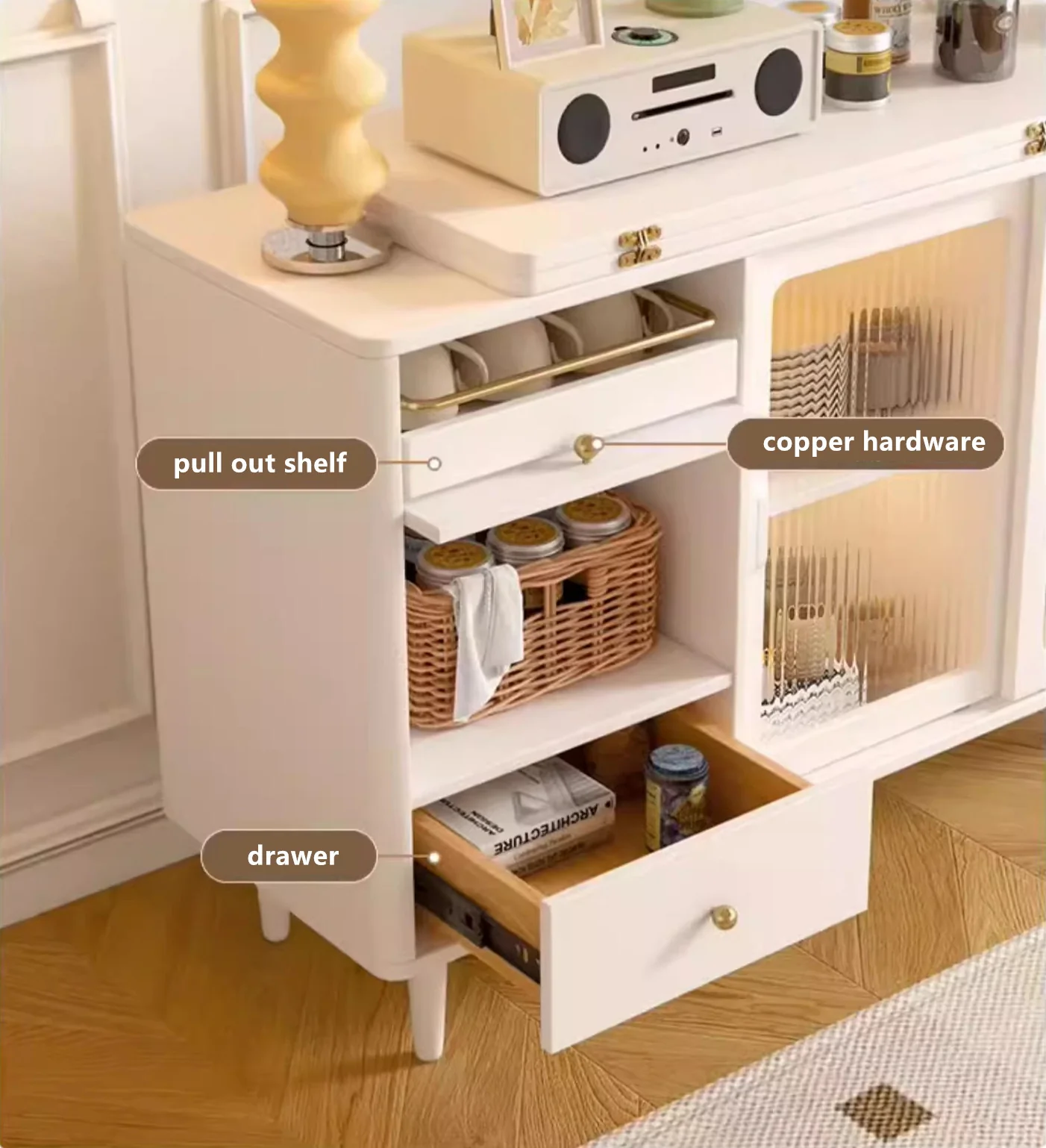 Expandable and Foldable Dining Table with Sideboard Cabinet - Image 6