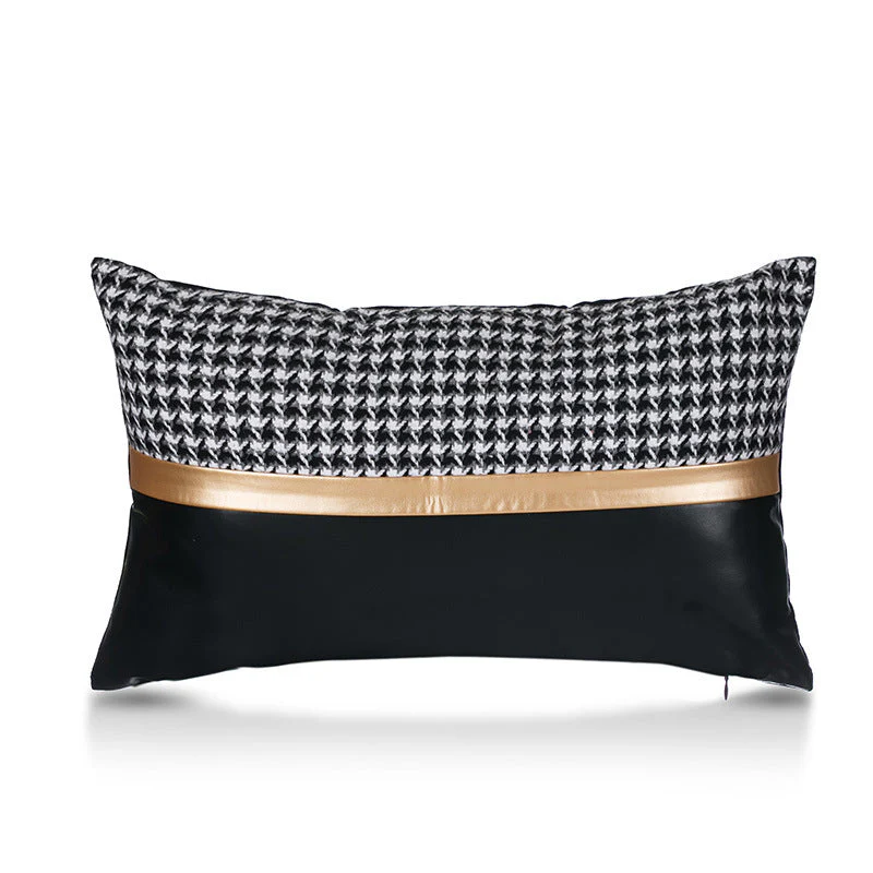 Faux Leather Stitching Gold Foil Pillow Covers Set of 4 - Image 6