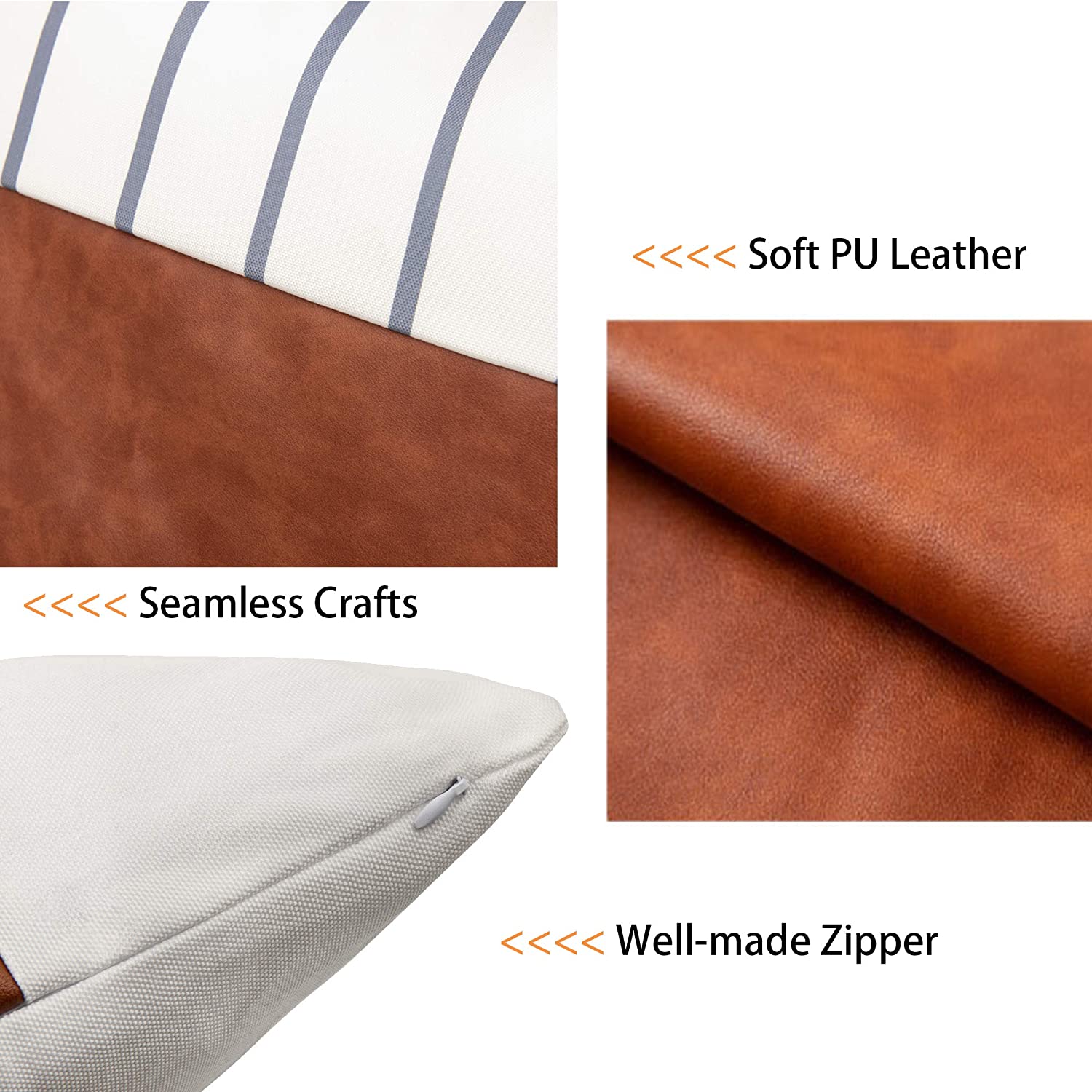 Faux Leather Throw Pillow Covers 18x18 Inch/45x45 CM Set of 4 - Image 3
