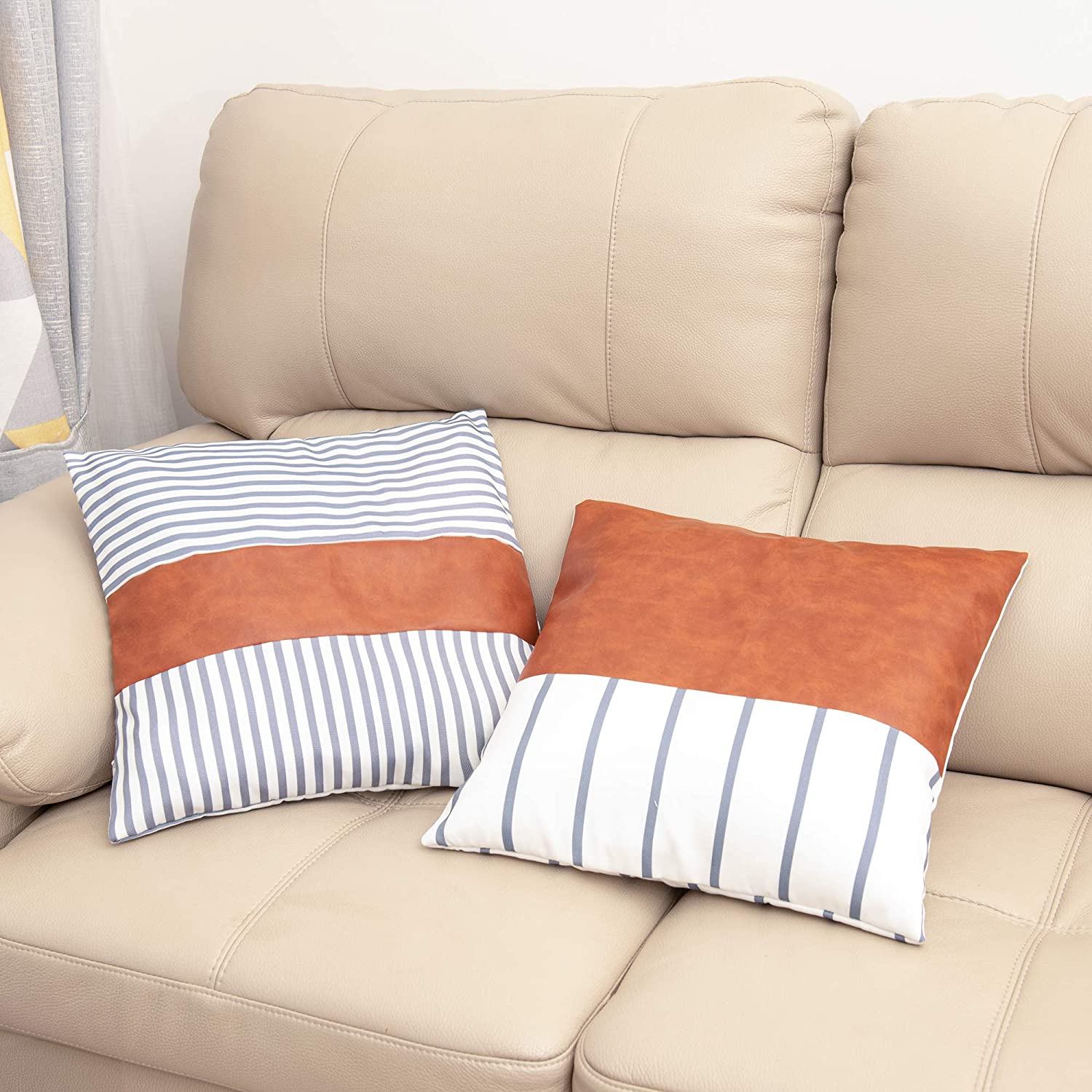 Faux Leather Throw Pillow Covers 18x18 Inch/45x45 CM Set of 4 - Image 5