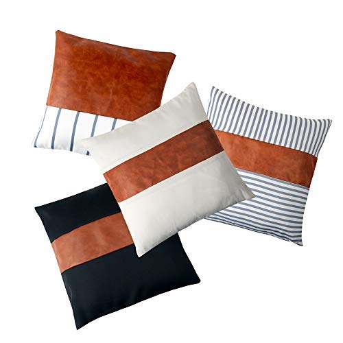 Faux Leather Throw Pillow Covers 18x18 Inch/45x45 CM Set of 4 - Image 9