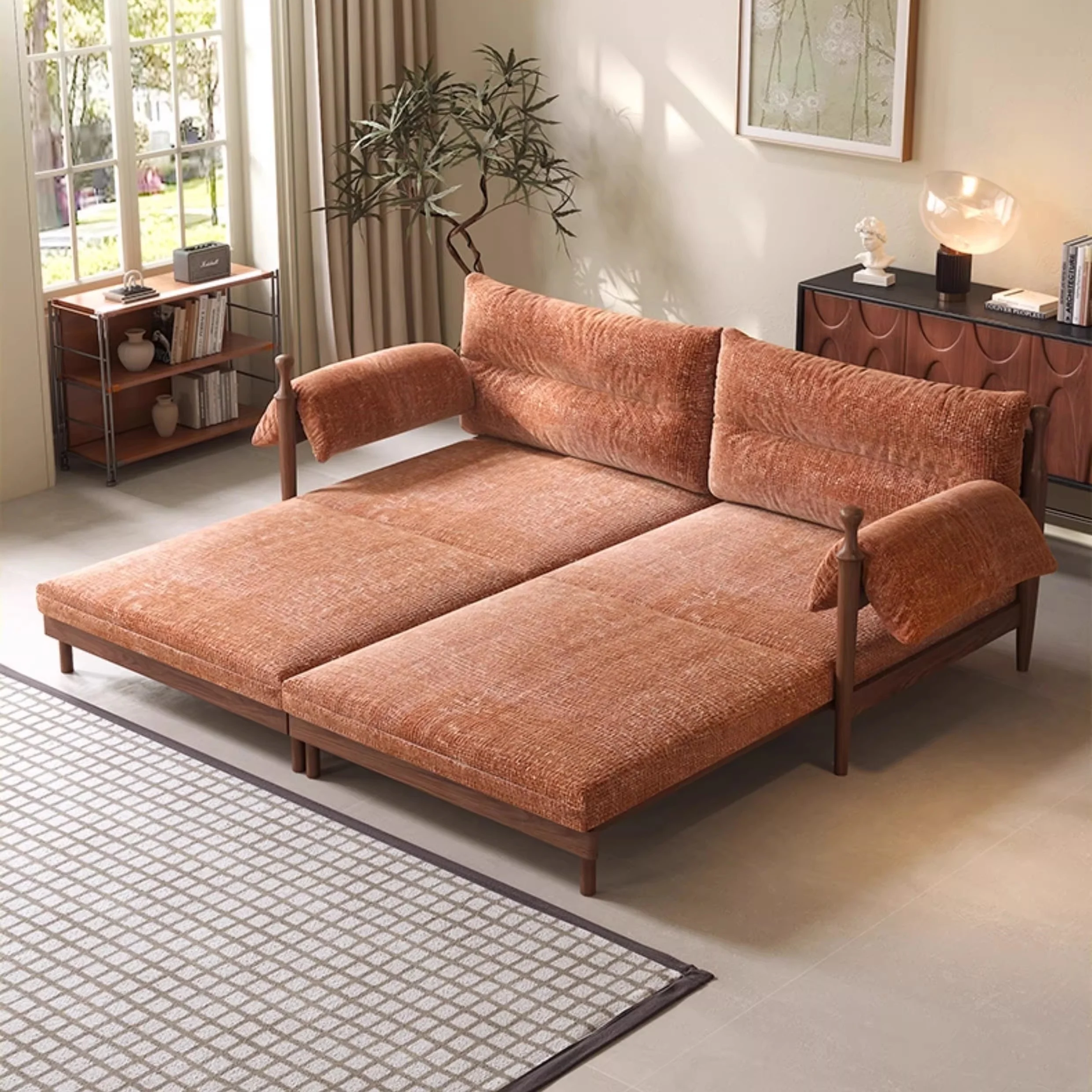 FENGYU Solid Ash Wood Frame Pull-Out Sofa Bed - Image 3