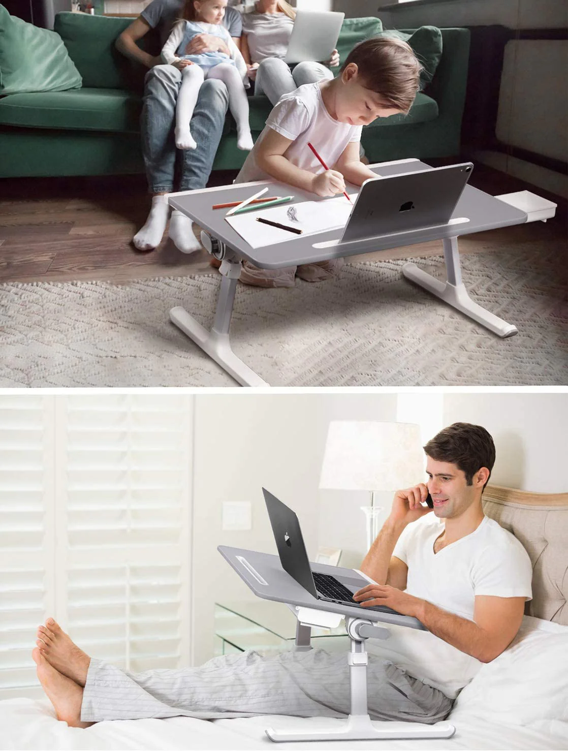 X-Large Foldable and Adjustable Laptop Stand with Storage Drawer - Image 2