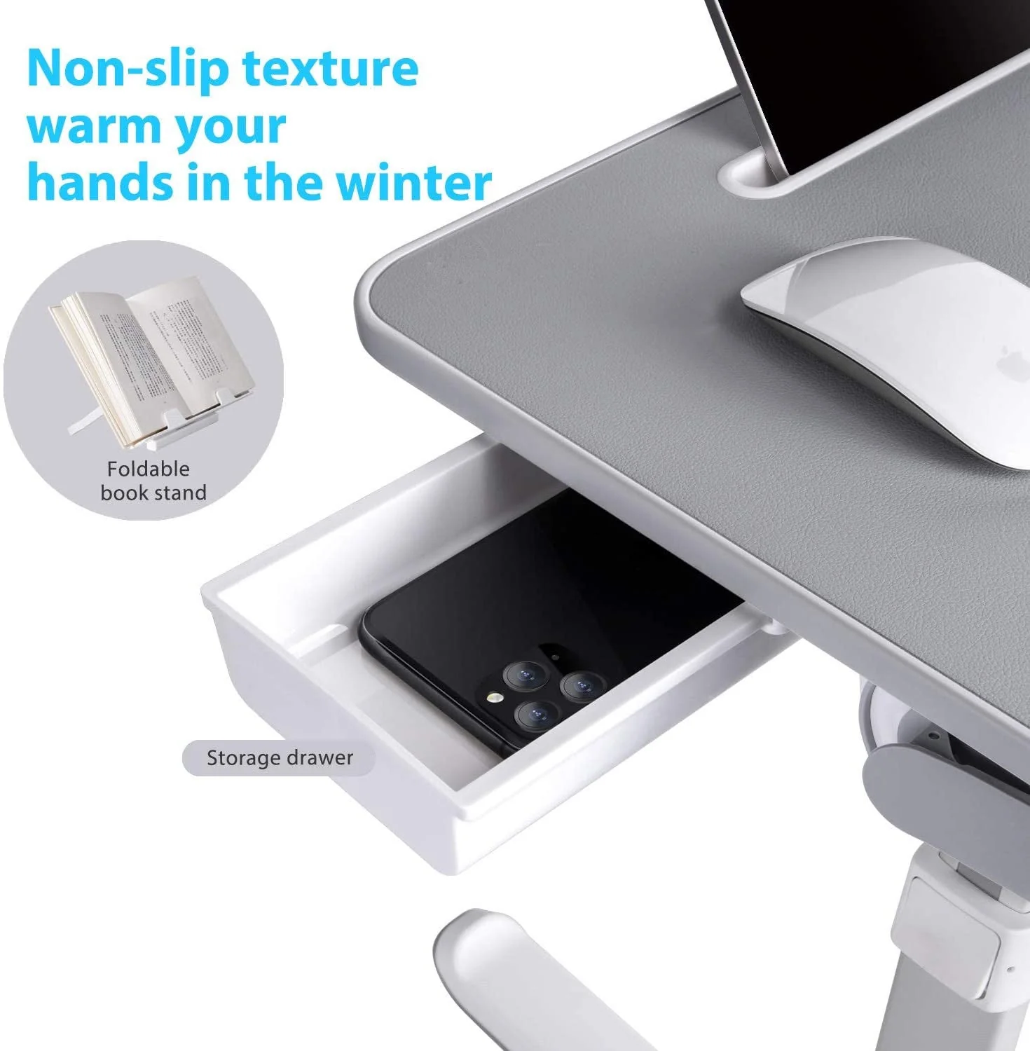 X-Large Foldable and Adjustable Laptop Stand with Storage Drawer - Image 4