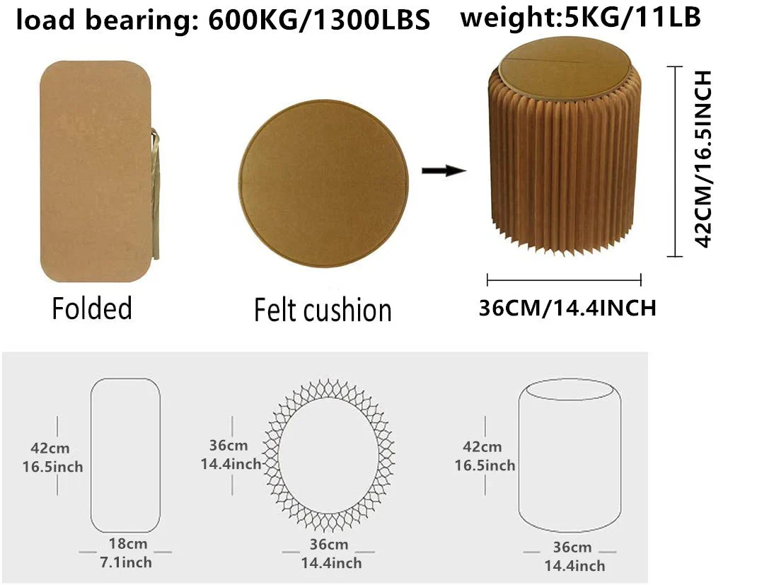 Foldable Portable Honeycomb Structure Kraft Paper Stool - Image 4