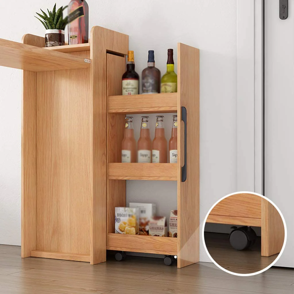 Folding Retractable Wine Bar Table With WALL Mounted Round Wine Shelf(no chairs) - Image 3