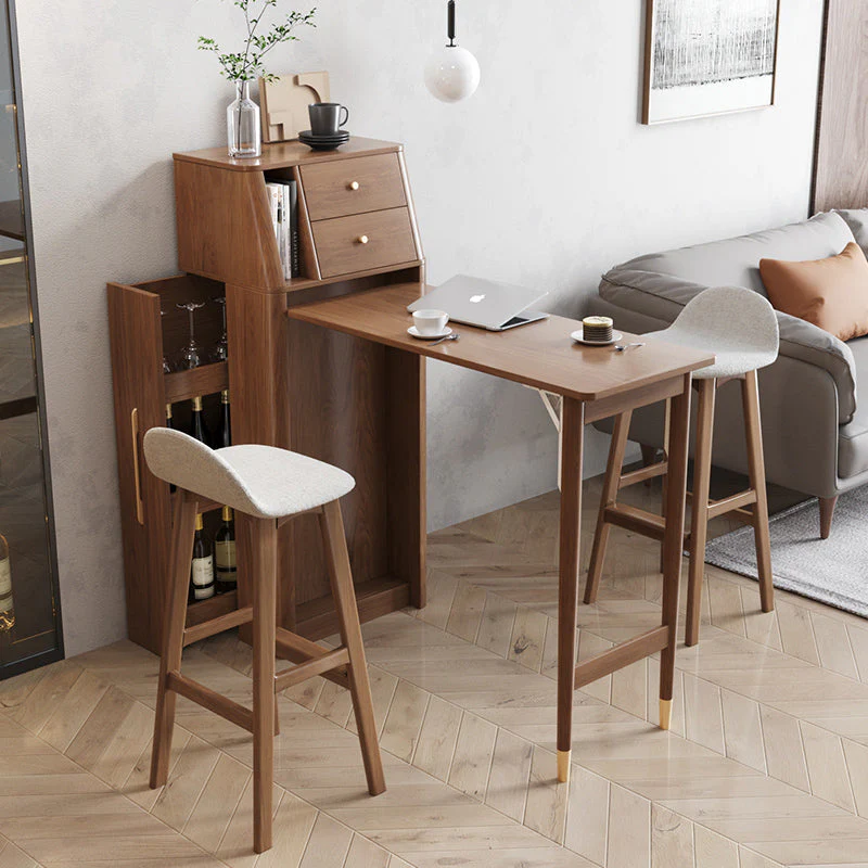 Folding Wine Bar Table with Pull Out Wine Rack - Image 8