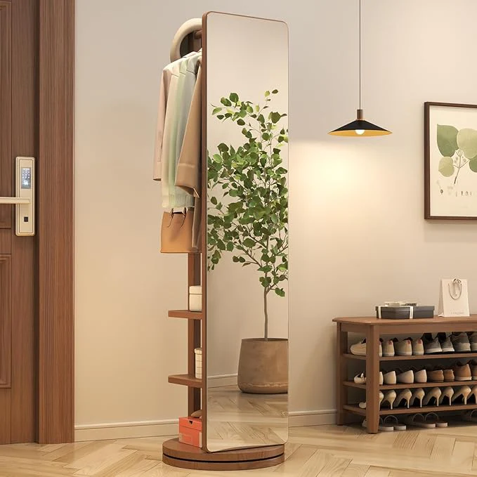 Full Body Mirror with Coat Rack - Image 3