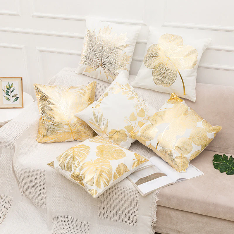 Gold Foil Throw Pillow Case Cushion Cover 18 x 18 inches 45 x 45 cm(Pattern No.50~67) - Image 3