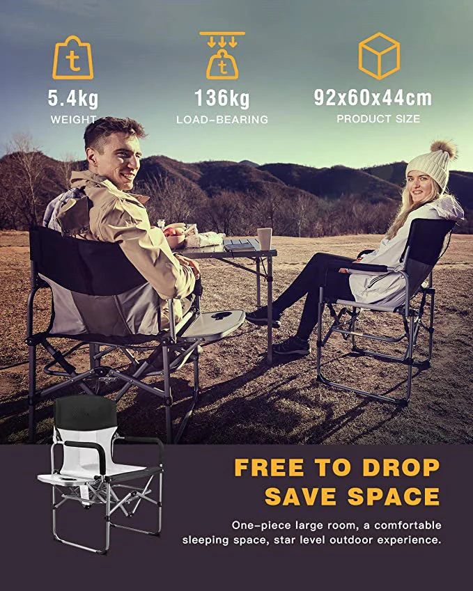 Heavy Duty Compact Camping Folding Mesh Chair with Side Table and Handle - Image 6