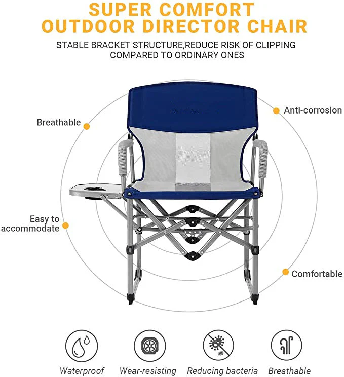 Heavy Duty Compact Camping Folding Mesh Chair with Side Table and Handle - Image 8