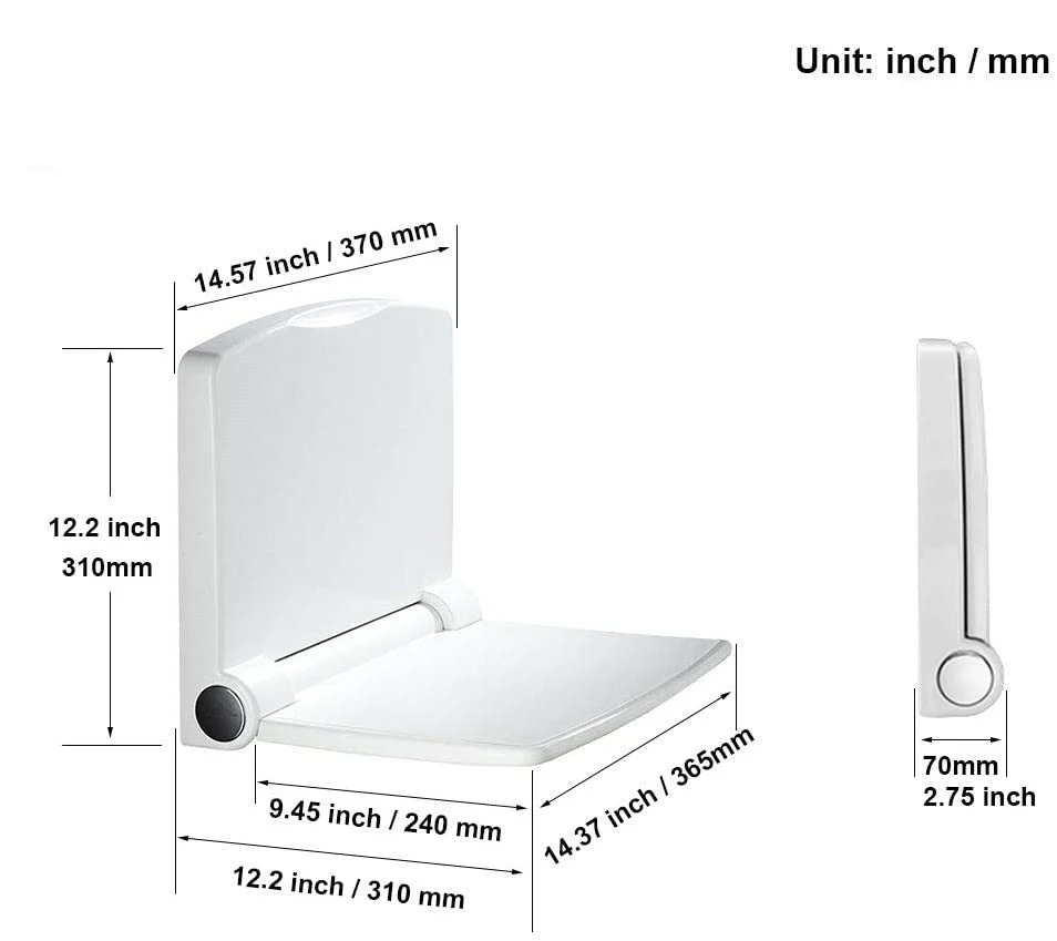Heavy Duty Safety Wall Mounted Folding Shower Seat - Image 6