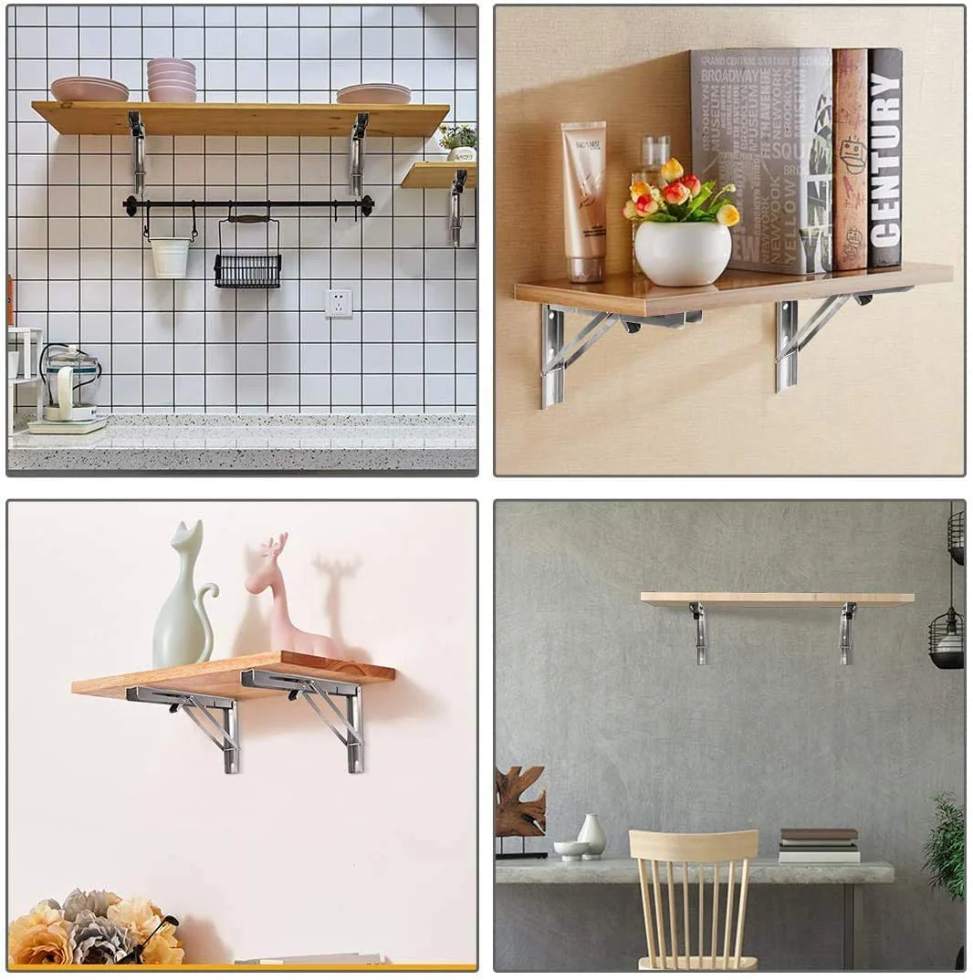 Heavy Duty Stainless Steel Collapsible Bracket for DIY Space Saving Wall Mounted Work Bench Pack of 2 - Image 12