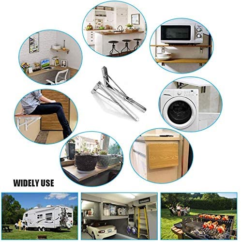 Heavy Duty Stainless Steel Collapsible Bracket for DIY Space Saving Wall Mounted Work Bench Pack of 2 - Image 6