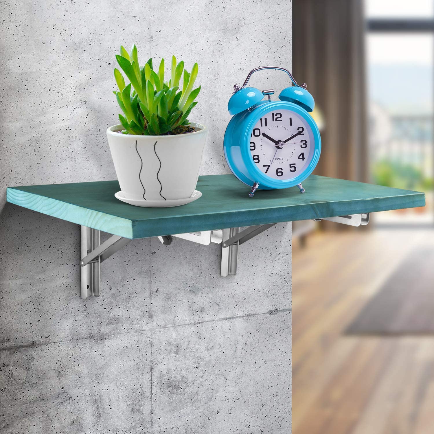 Heavy Duty Stainless Steel Collapsible Bracket for DIY Space Saving Wall Mounted Work Bench Pack of 2 - Image 9